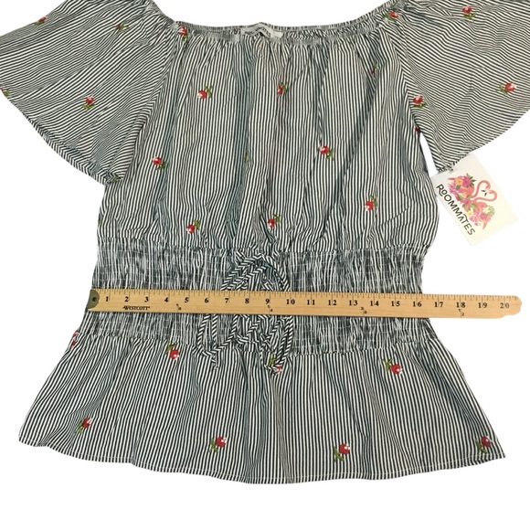 Roommates Striped Floral Lace Up Top Blouse - Women’s 1X NWT - Picture 5 of 15